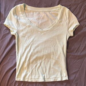 Aeropostale V-Neck Ribbed Tee - Light Green